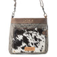Myra Aztec Hide Western Crossbody Bag for Women in olive with hairon detail