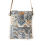 Loom Tapestry vintage crossbody Bag for Women in indigo with fringe detail