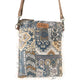 Loom Tapestry vintage crossbody Bag for Women in indigo with fringe detail