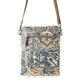 Loom Tapestry vintage crossbody Bag for Women in indigo with fringe detail