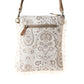 Loom Tapestry upcycled canvas crossbody Bag for Women in sage with fringe detail