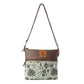 Myra Wildprint Trail upcycled canvas crossbody Bag for Women in sage with floral detail