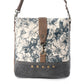 Myra Frostbloom Vintage Shoulder Bag for Women in teal with floral detail