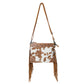 Myra Bourbon Trail Handtooled Bag for Women in brown with hairon and fringe detail