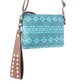 Myra Aztec Sky Cotton Belt Bag for Women in turquoise with leather detail