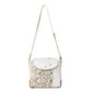 Myra Factual Hairon Leather Messenger Bag â€“ Swirl Canvas, White Hairon Flap, Rustic Straps for Everyday Western Style
