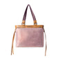 Myra Sweetbriar Leather Tote Bag for Women in pink with textured detail and shoulder strap