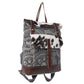 Myra Vibe with Me Hairon Canvas Backpack for Women Mandala Print, Leather Straps for Boho Travel & Western Day Trips