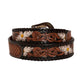 Checkered brown Hand-Tooled Leather Women's Belt