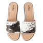 Myra Wild Dust Hairon Leather Slide Sandals â€“ Studded Flats for Women, Slip-On Comfort with Western Charm