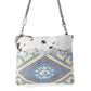 Myra Tufts Pattern Woven Hairon Crossbody â€“ Tribal Geometric Print with Leather Strap and Studded Accents