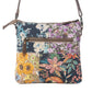 Myra La Fleur Patchwork Crossbody Bag â€“ Floral Canvas Panels, Brown Leather Accents, Boho Cowgirl Everyday Purse