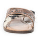 Myra Chappy Leather Slip-On Sandals for Women - Criss-cross Hairon & Tooled Leather Slides for Everyday Ranch Style