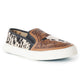 Myra Reflexo Textured Leather Slip-Ons -  Hairon Cowhide & Floral Tooling Comfort Sneakers for Women