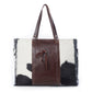 Myra Rosalinda Cross Stitched Hairon Leather Weekender Bag - Spacious Travel Tote with Stitch Trim and Durable Shoulder Straps