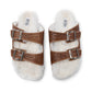 Prairie Winds Hand-tooled Fur Comfort Leather Sandals