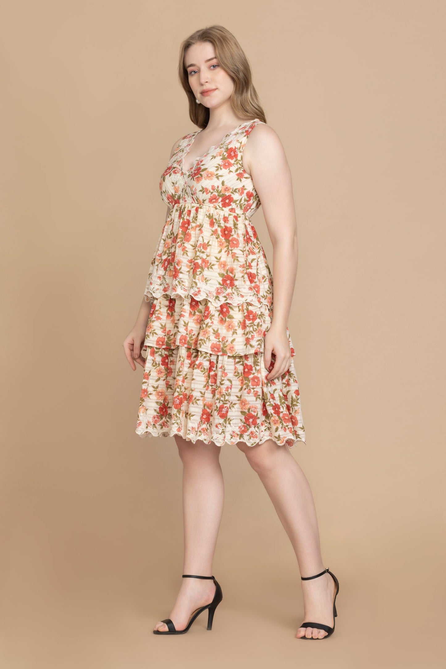 Bohera Silvianna V-Neck Tieried Skirt Dress