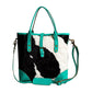 Pecos Pointe Canvas & Hairon Bag In Turquoise
