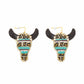 Blue Bull Beaded Earrings
