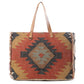 Myra Kaliko Hill Canvas Weekender Bag for Women Handwoven Boho Print with Dual Shoulder Handles