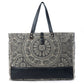 Myra Carmela Printed Canvas Weekender Bag â€“ Leather Handles with Buckle Strap, Spacious Travel Tote for Western Getaways