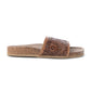 Myra Dottie Handtooled Leather Slide Sandals for Women â€“ Floral Western Tooling with Cork Sole for Casual Comfort