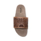 Myra Dottie Handtooled Leather Slide Sandals for Women â€“ Floral Western Tooling with Cork Sole for Casual Comfort