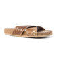 Myra Prairie Handtooled Leather Slide Sandals for Women â€“ Floral Western Design, Soft Cork Footbed for Comfort