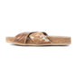 Myra Prairie Handtooled Leather Slide Sandals for Women â€“ Floral Western Design, Soft Cork Footbed for Comfort