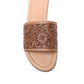 Myra Xena Leather Sandals for Women - Handtooled Floral Pattern Slip-on Sandals for Everyday Bohemian Comfort