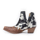 Myra Georgina Hairon Boots for Women - Spilt-Top Handtooled Pointed Toe Cowgirl Boots for Rustic Rodeo Glam