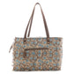 Myra San Ysidro Falls Floral Weekender Bag for Women â€“ Distressed Fabric, Leather Handles & Rustic Fringe Details