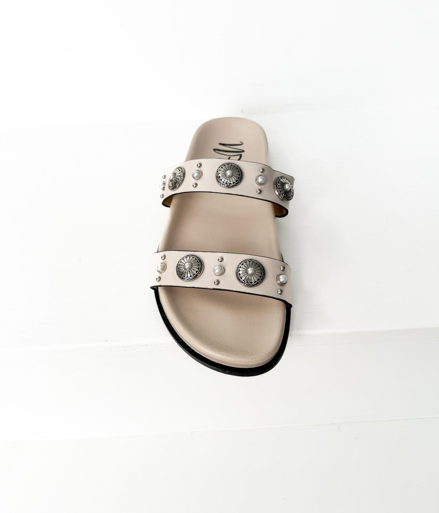 Briallen Western Studded Pearl Sandal in Cream