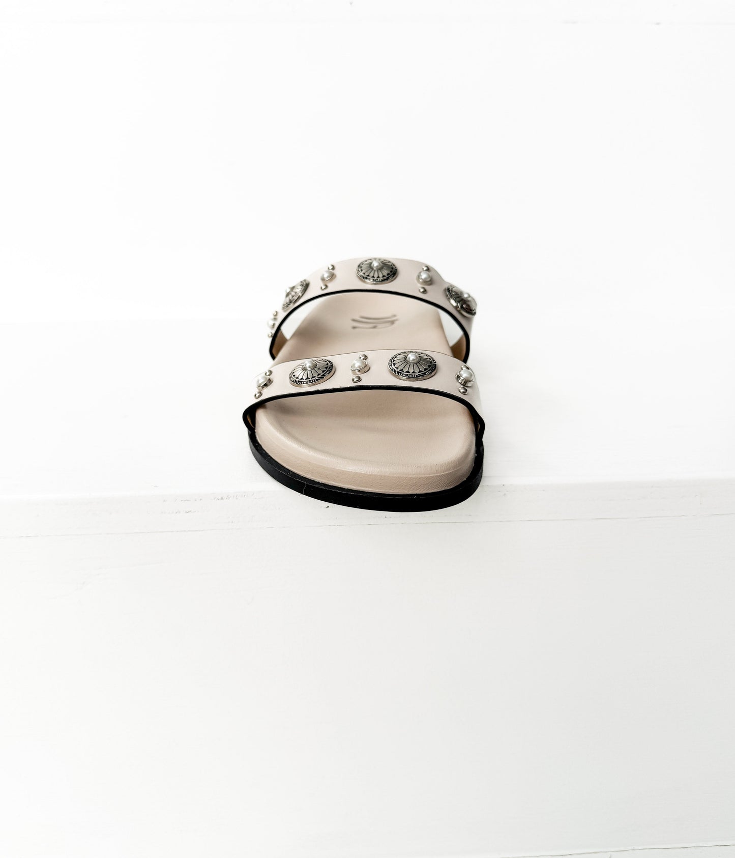 Briallen Western Studded Pearl Sandal in Cream