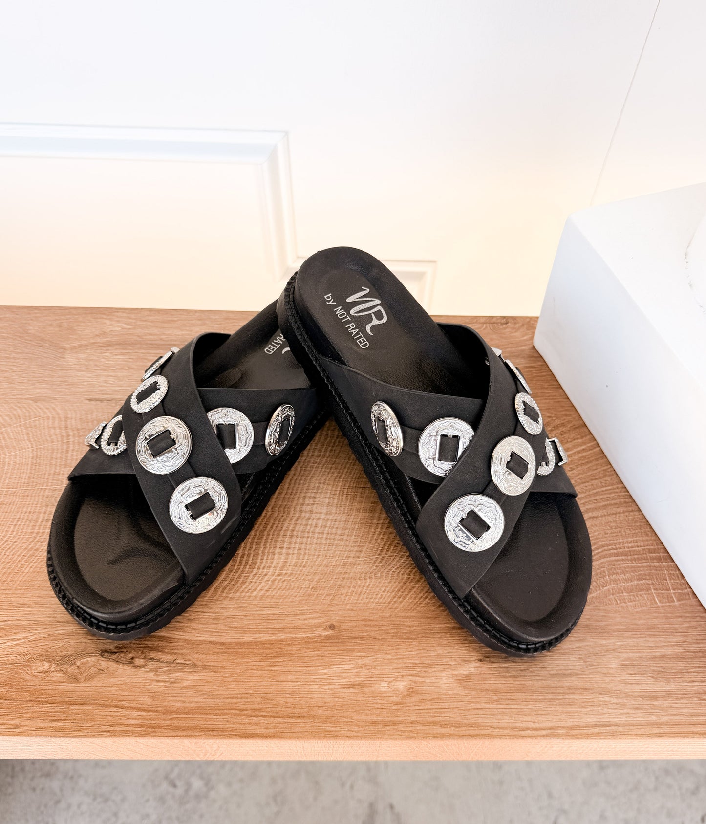 Calanthe Western Concho Sandal in Black