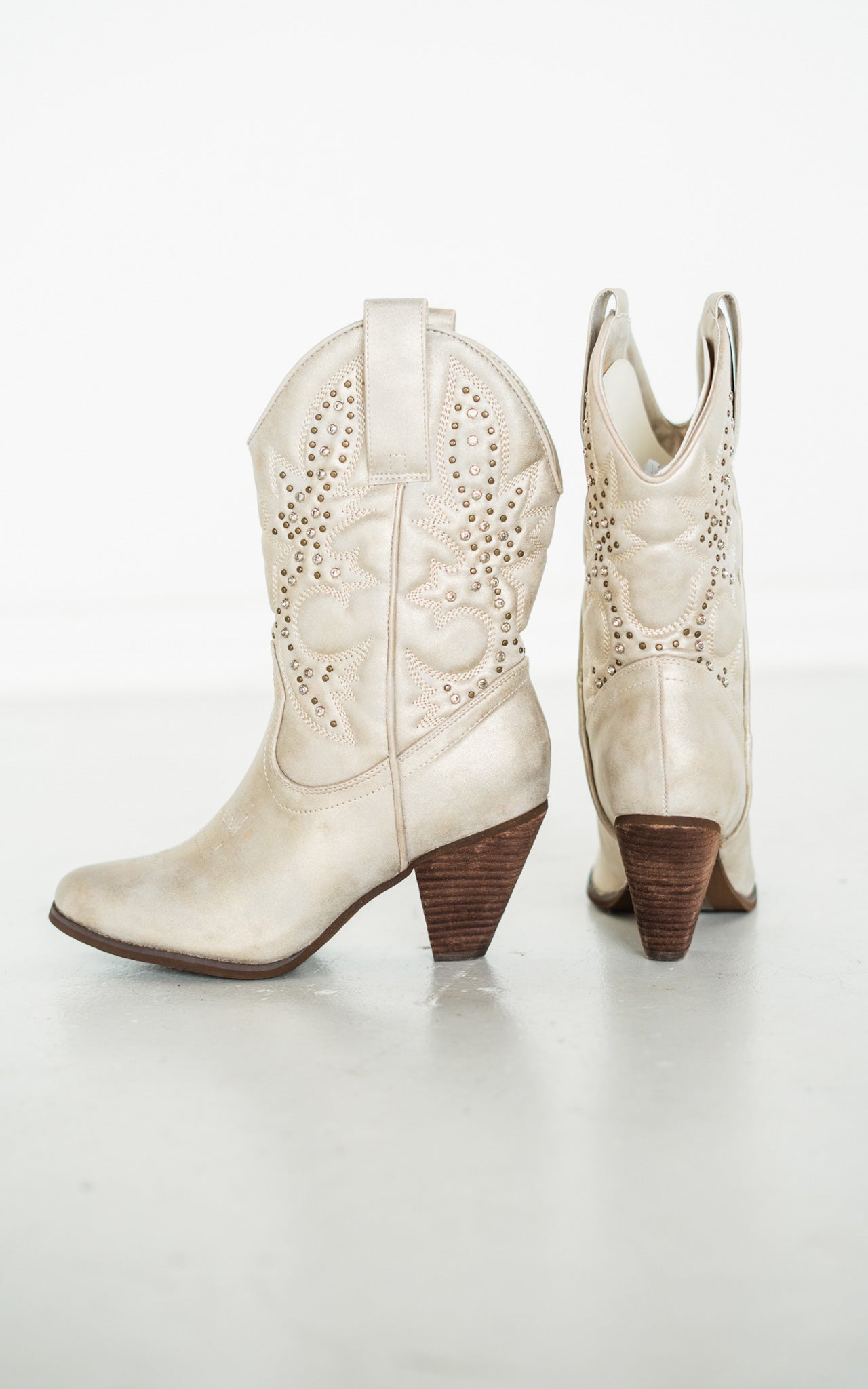 Houston Studded Boots in Champagne